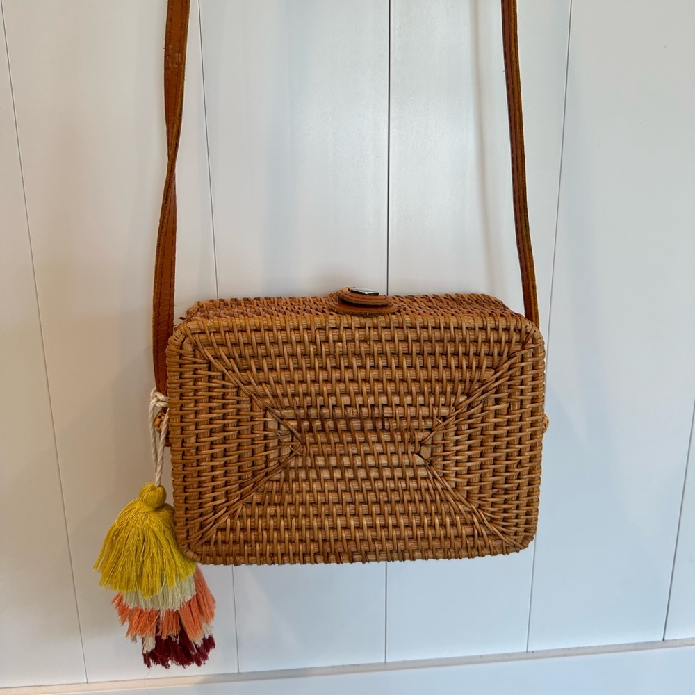 Rattan Shoulder Bag Rattan Crossbody Purse Gem